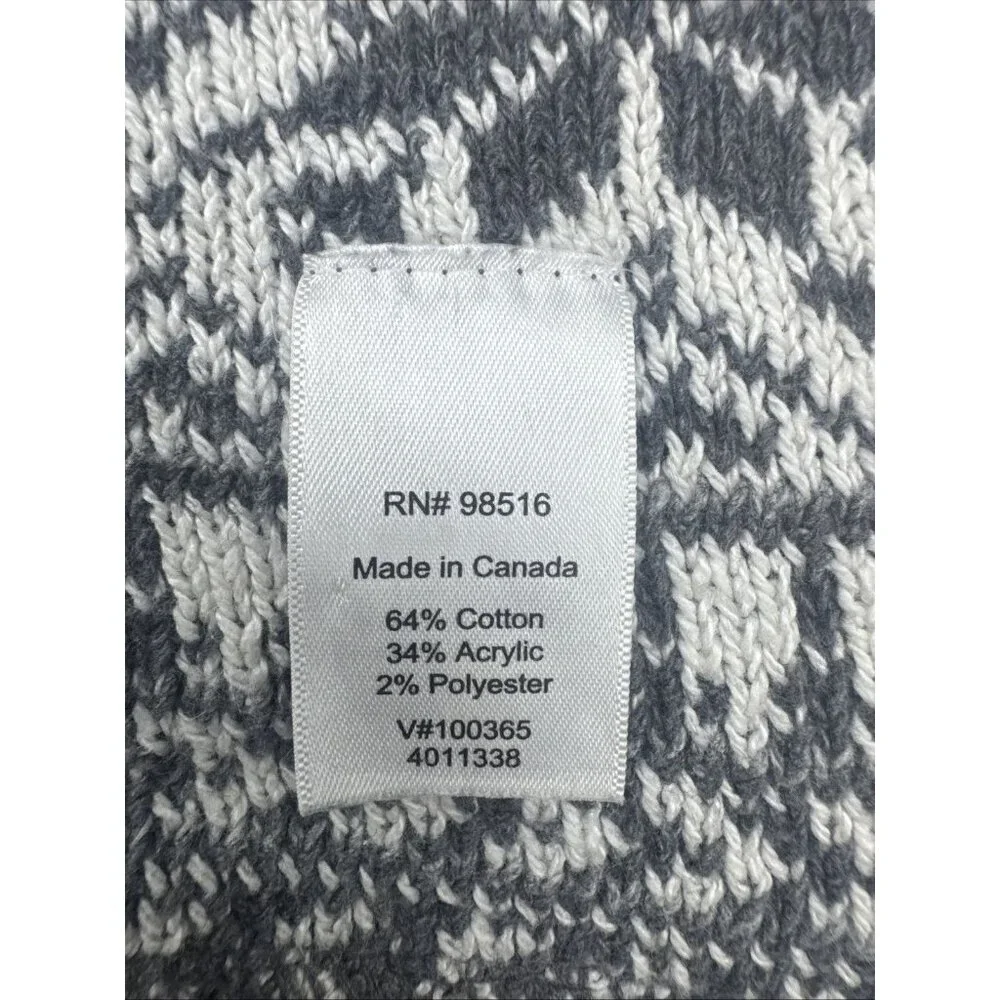 Reversible Cozy Gray White Fair Isle Throw Blanket Made In Canada 63” X 66”‎